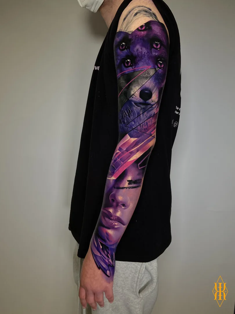 Trabajo seleccionado: brazo en tonos violetas